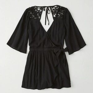 Black Lace Trim Romper